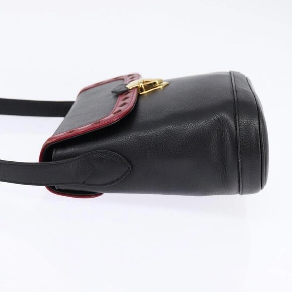 SAINT LAURENT Shoulder Bag Leather Black Gold Auth 148350 - Picture 6 of 16